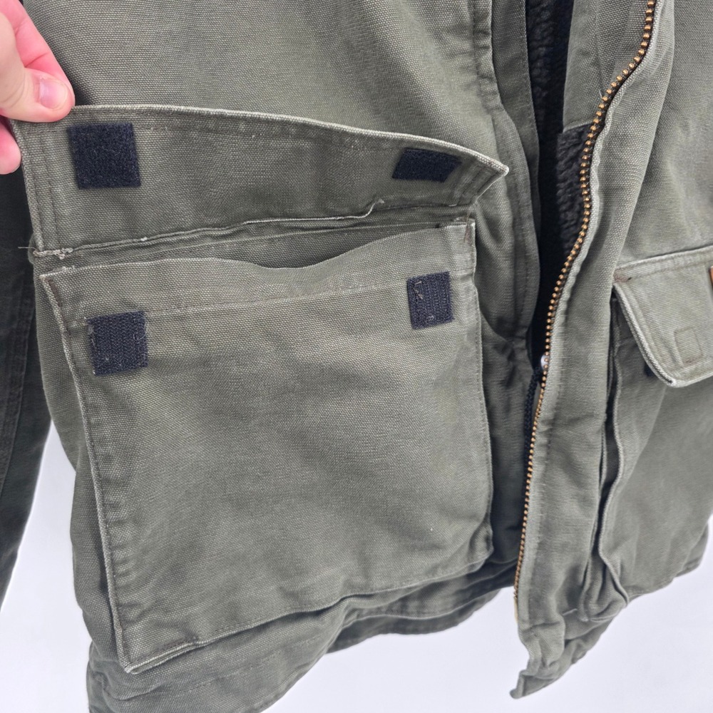 CARHARTT C95 JACKSON COAT MENS MEDIUM ARMY GREEN GRAY SHERPA HOODED JACKET 2014 - Picture 13 of 16